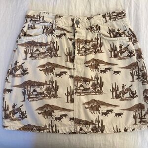 Reformation Jackie High Rise Denim Skirt Western/Horse